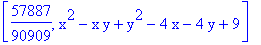 [57887/90909, x^2-x*y+y^2-4*x-4*y+9]